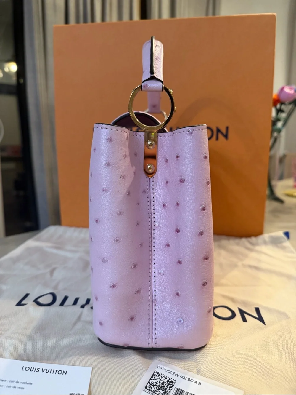 LOUIS VUITTON | ✨NEW✨ Capucines BB Exotic Ostrich Leather Bag in Rose Poudre